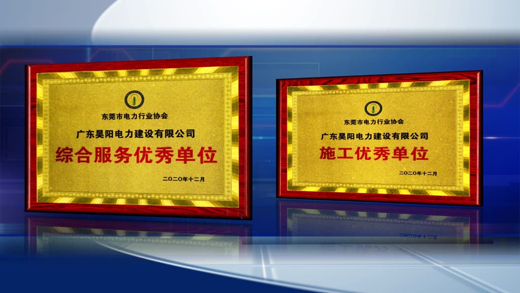 广东昊阳电力建设有限公司荣获东莞电力行业协会2020年度评优两大奖项